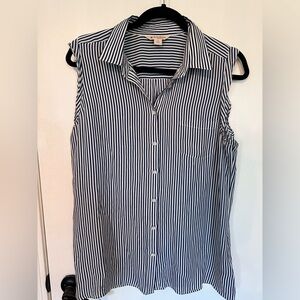 Brooks Brothers white and blue women’s Silk Striped button up size 12 #1818